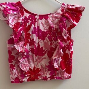 GAP Factory Pink and Red Floral Kids Top
